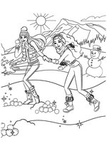 Барби с подругой играют в снежки
