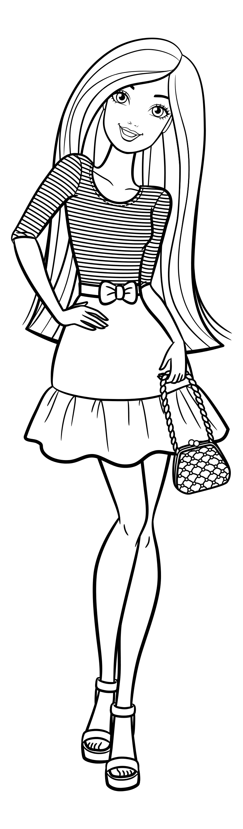 Раскраска - Барби - Барби в стильной полосатой майке