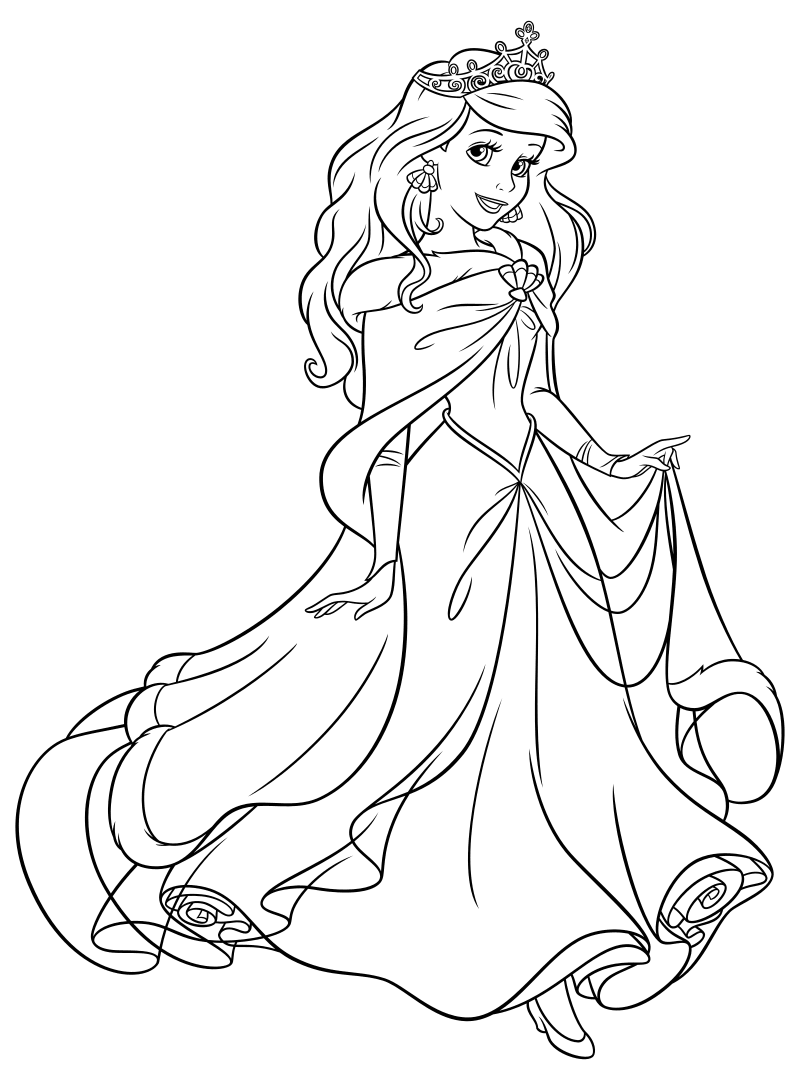 Раскраска - Принцессы Диснея - Ариэль с короной