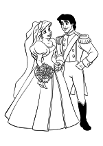 Раскраска - Принцессы Диснея - Принцесса Ариэль и Принц Эрик