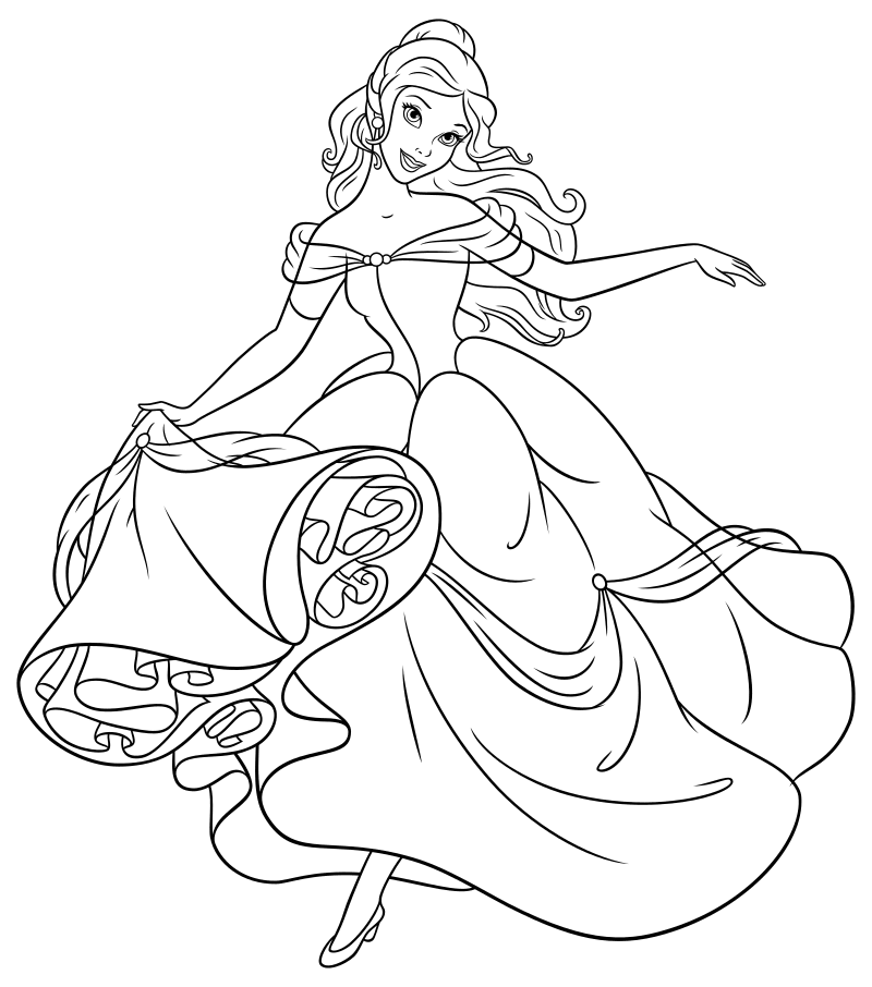 Раскраска - Принцессы Диснея - Элегантный танец Белль