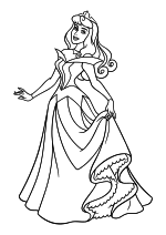 Раскраска - Принцессы Диснея - Принцесса Аврора в бальном платье