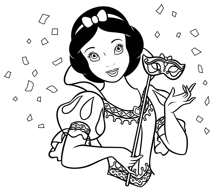 Раскраска - Принцессы Диснея - Белоснежка на маскараде