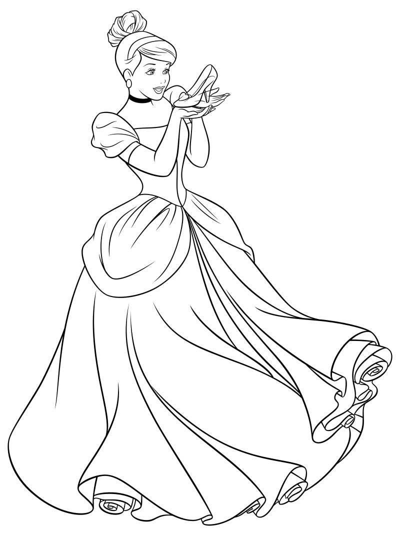 Раскраска - Принцессы Диснея - Золушка и хрустальная туфелька
