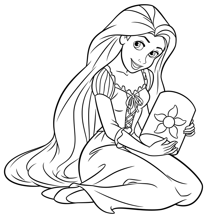 Раскраска - Принцессы Диснея - Рапунцель и фонарь