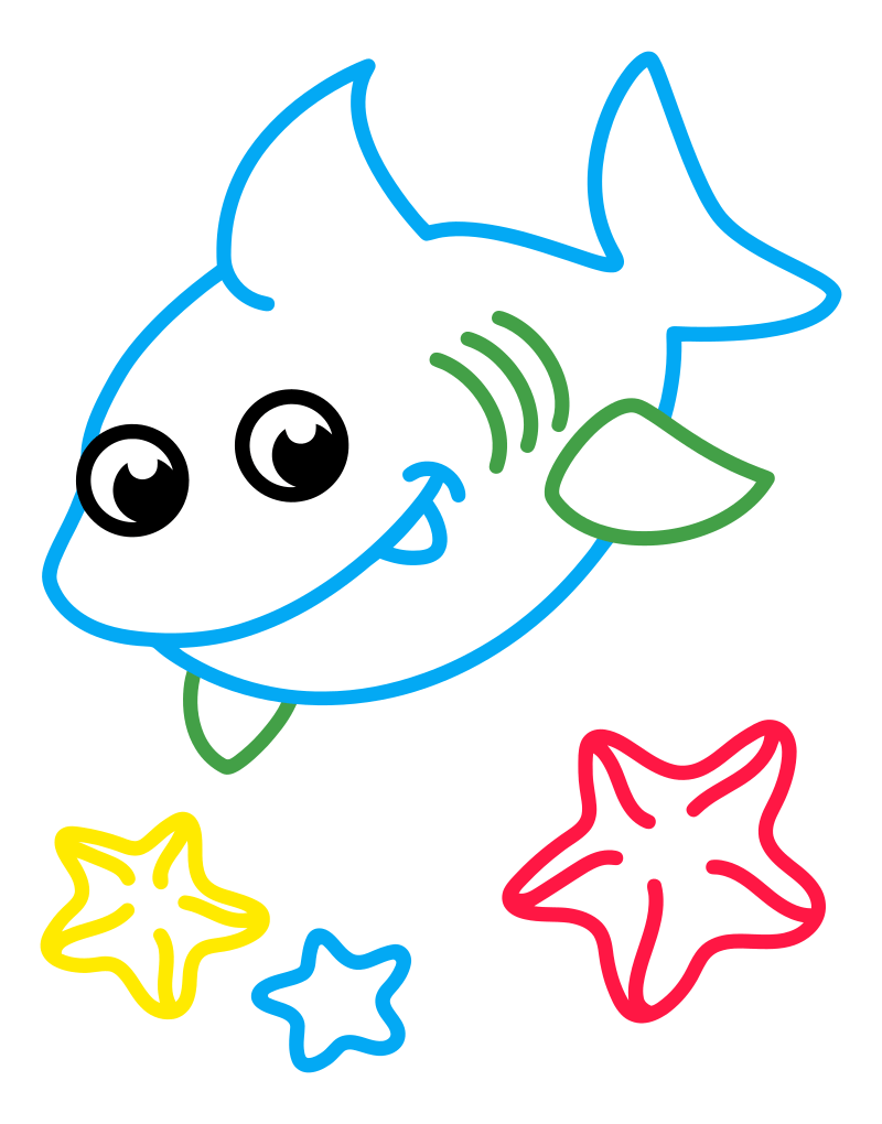 Раскраска - Малышам - Акулёнок