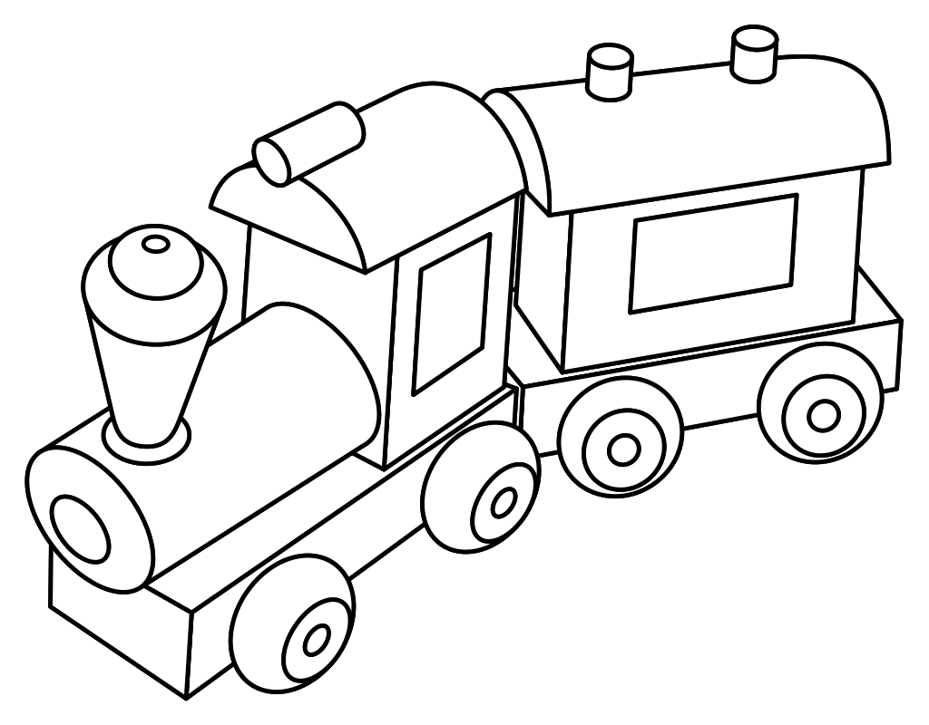 Раскраска Игрушка паровозик с вагоном