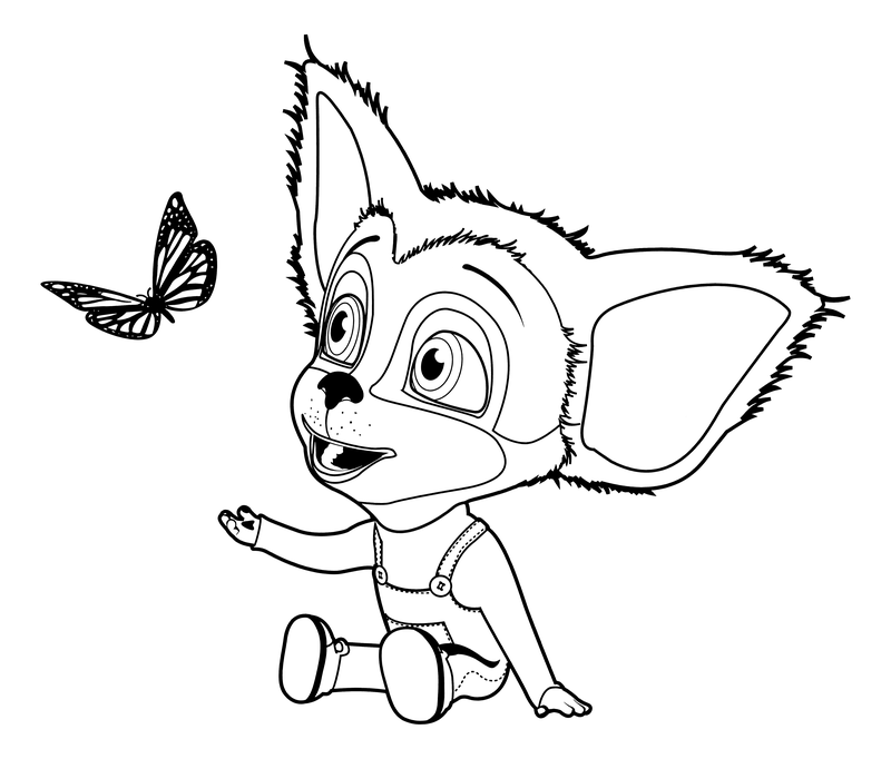 Раскраска - Барбоскины - Малыш и бабочка