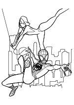 Раскраска - Человек-паук: Через вселенные - Майлз Моралес и Гвен Стейси