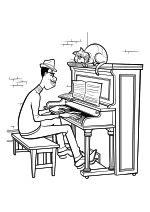 Раскраска - Душа - Джо Гарднер играет на пианино и кот