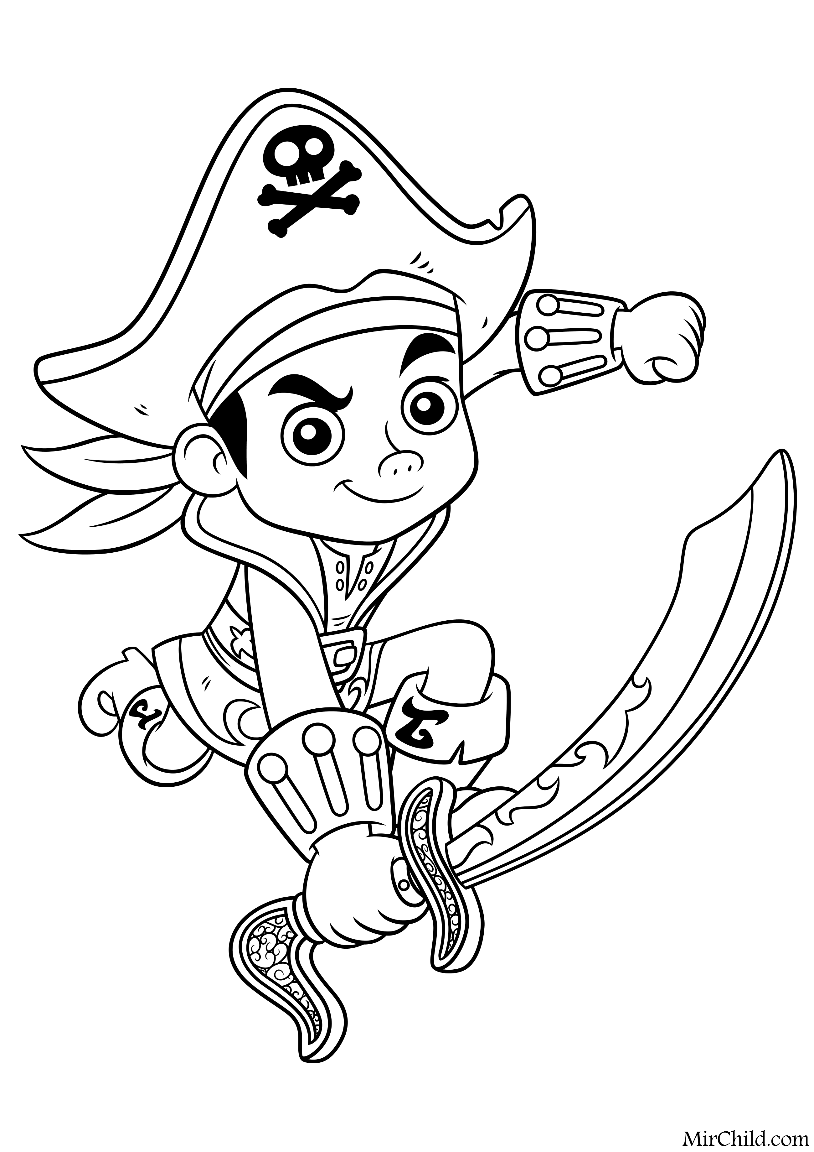 Раскраска - Джейк и пираты Нетландии - Капитан Джейк идёт в атаку.