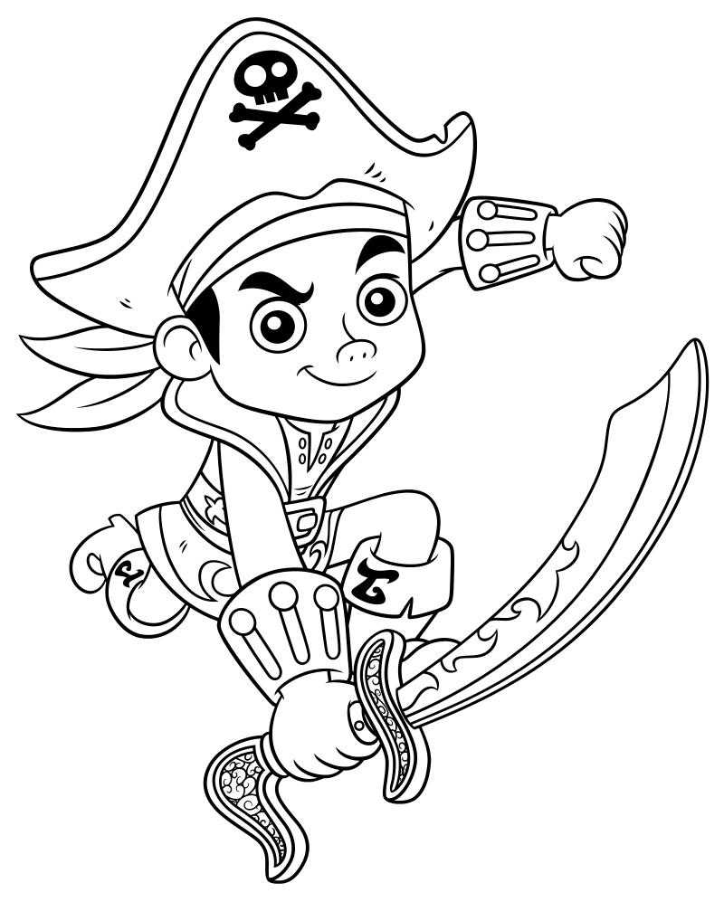 Раскраска - Джейк и пираты Нетландии - Капитан Джейк идёт в атаку
