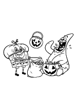 Губка Боб и Патрик едят угощения на Хеллоуин