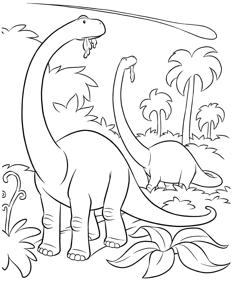 Раскраска - Хороший динозавр - Динозавры и астероид