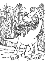 Раскраска - Хороший динозавр - Арло собирает урожай