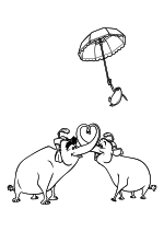 Цирковые слоны и пингвин с зонтиком