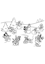 Раскраска - Микки Маус и друзья - Микки с друзьями и зимние забавы