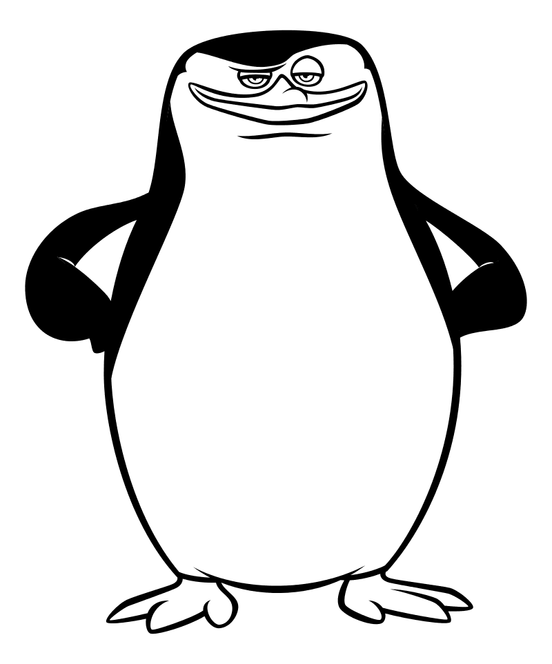 Раскраска - Пингвины Мадагаскара - Пингвин Шкипер