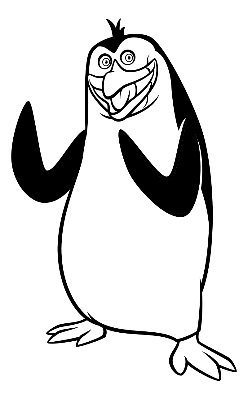 Раскраска - Пингвины Мадагаскара - Пингвин Рико