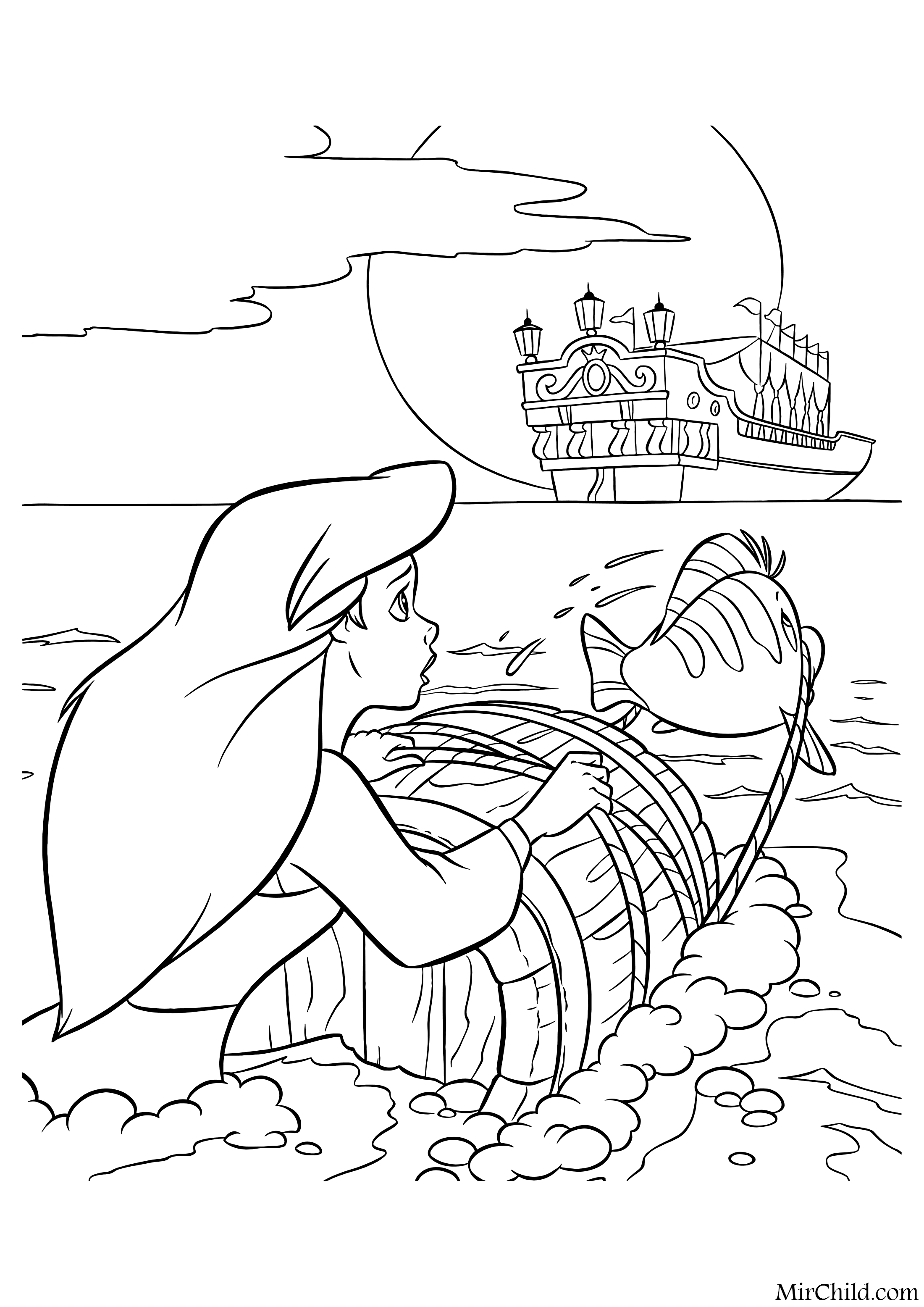 Иллюстрации к сказке Русалочка Андерсена раскраска