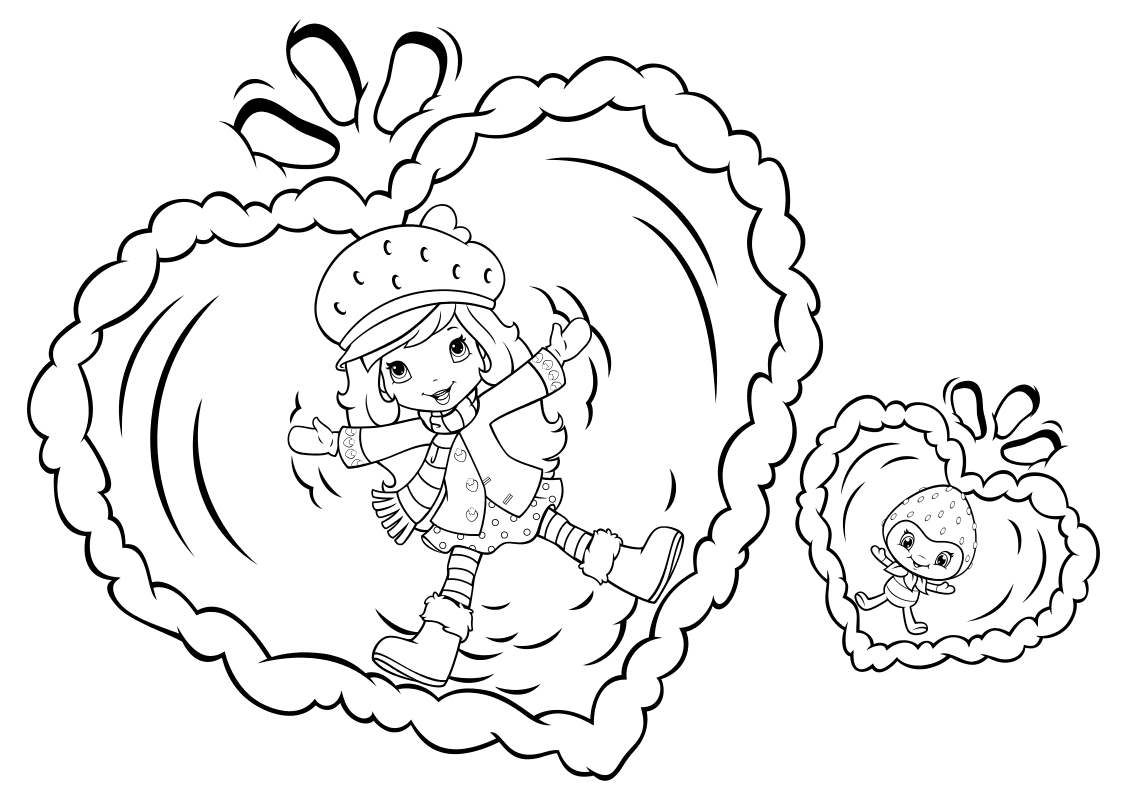 Раскраска - Шарлотта Земляничка: Ягодные приключения - Шарлотта Земляничка и ягодка на снегу