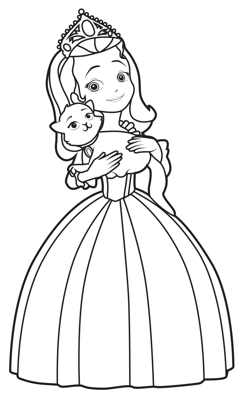 Раскраска Принцесса Эмбер с котёнком