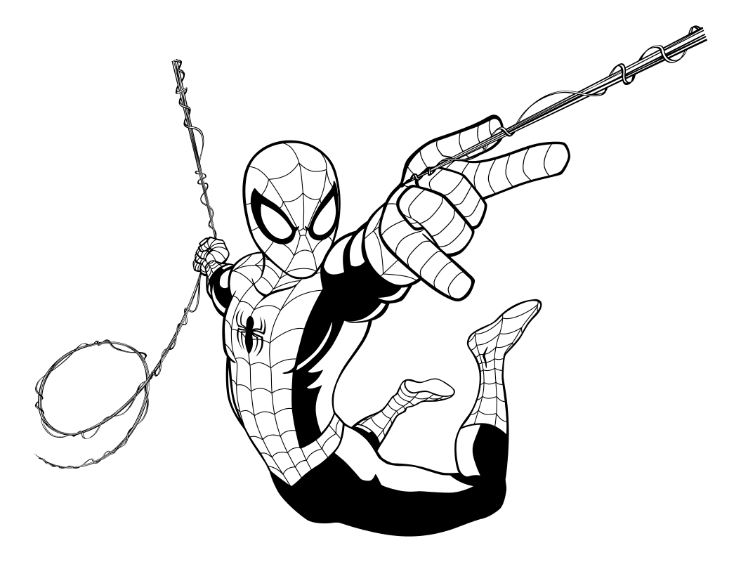 Раскраска - Совершенный Человек-паук - Человек-паук выпускает паутину