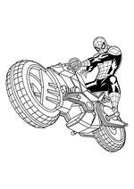 Раскраска - Совершенный Человек-паук - Человек-паук на мотоцикле