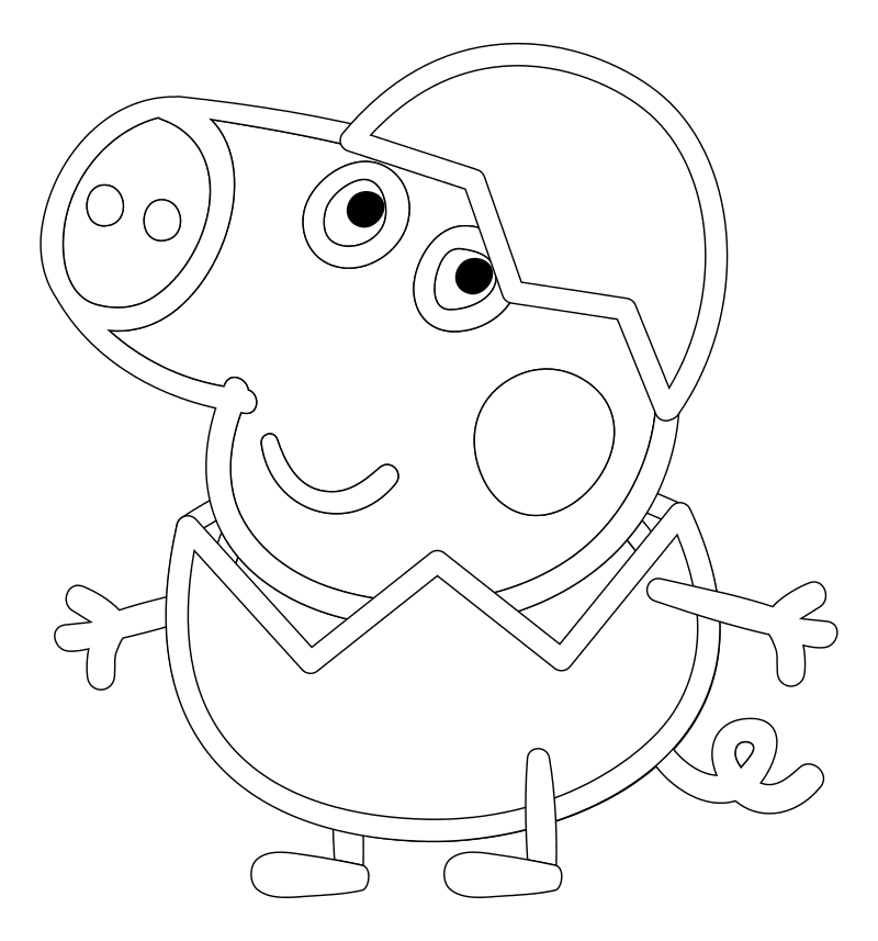 Раскраска - Свинка Пеппа - Поросёнок Джордж в пасхальном яйце