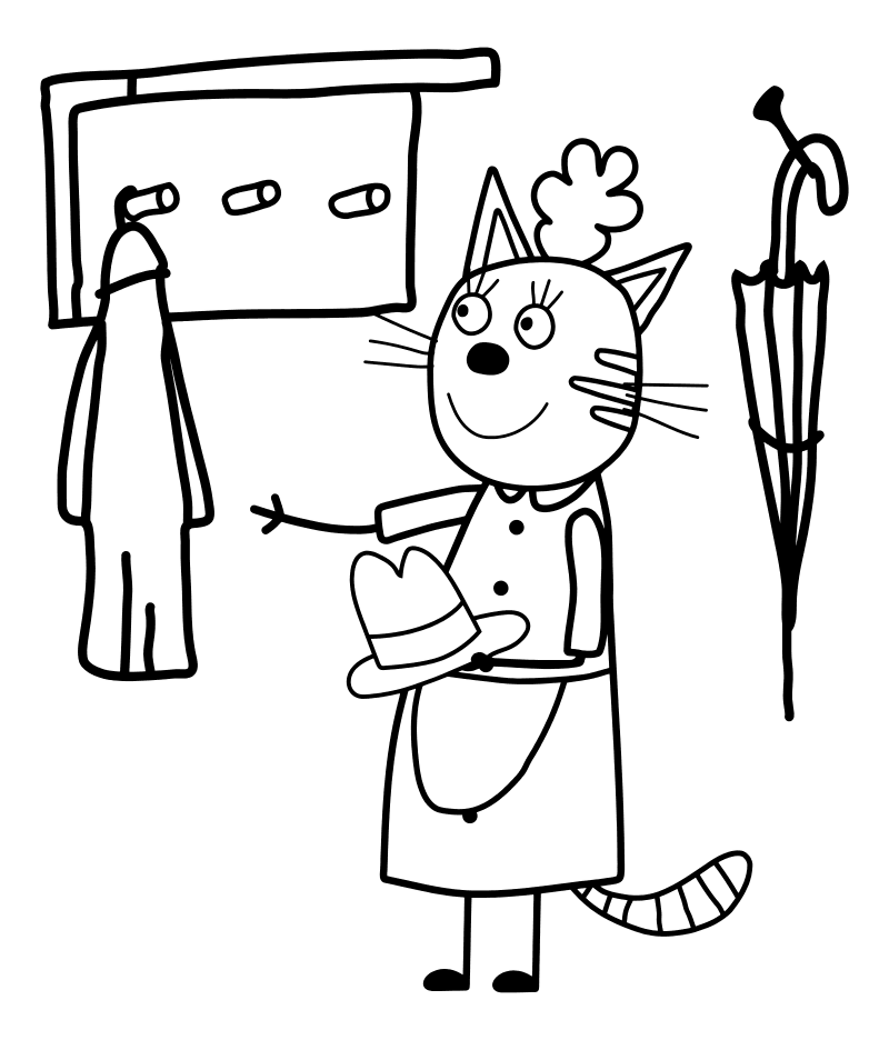 Раскраска - Три кота - Мама - кошка