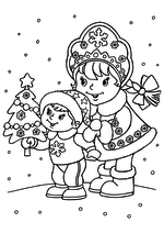 Снегурочка с мальчиком и ёлочкой