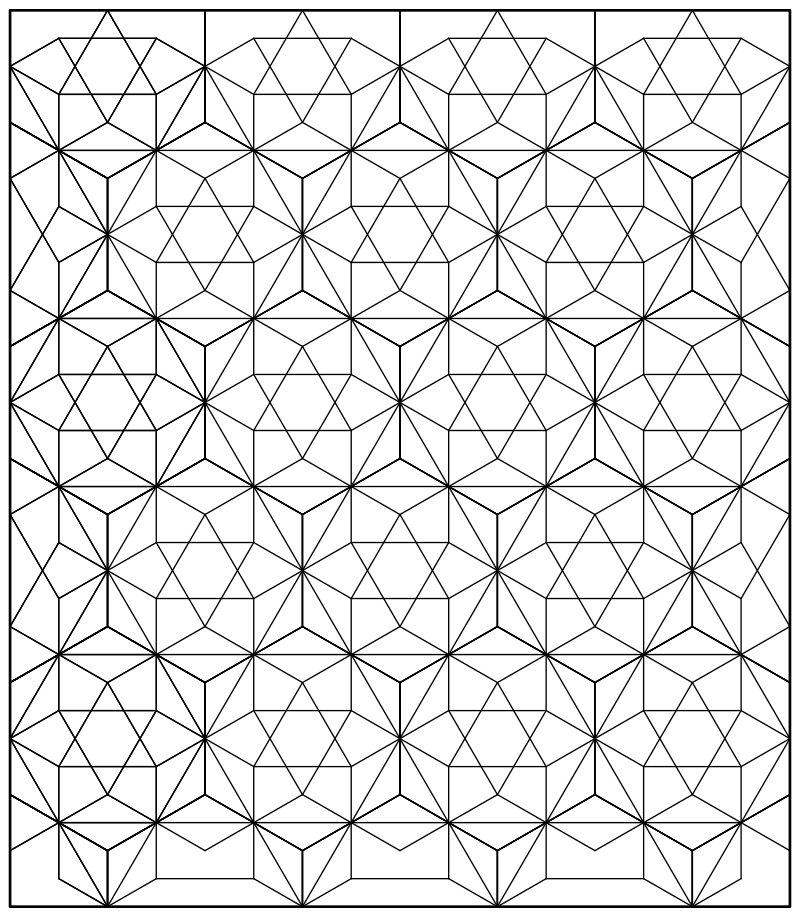 Раскраска - Математические фигуры - Плитка из проекций ромбокубооктаэдров