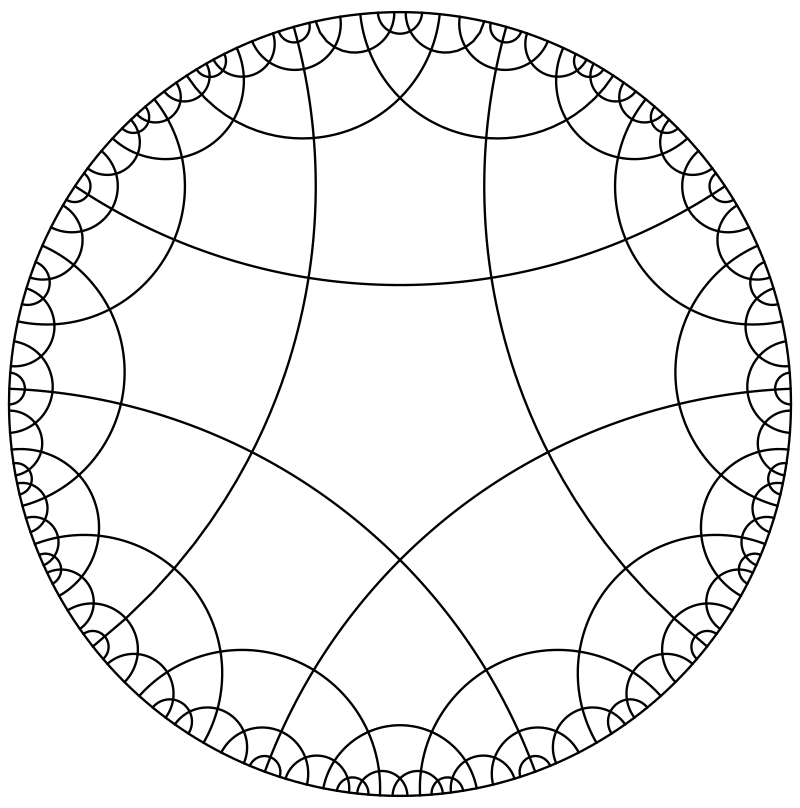 Раскраска - Математические фигуры - Пятиугольники на плоскости Лобачевского
