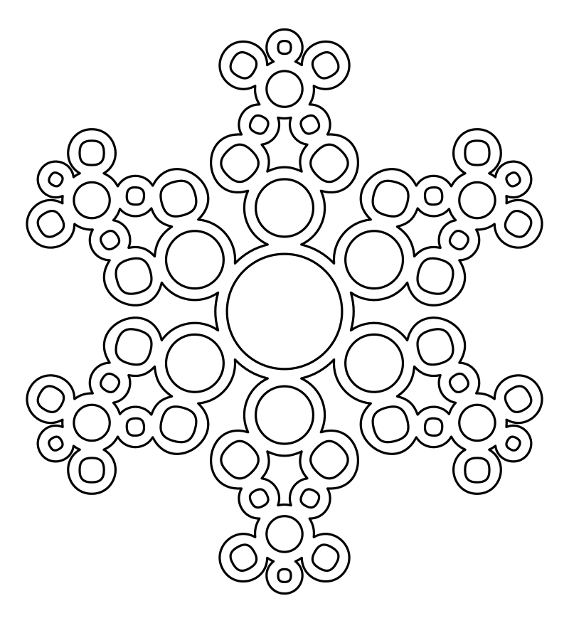 Раскраска - Снежинки - Ажурная снежинка из кругов 11