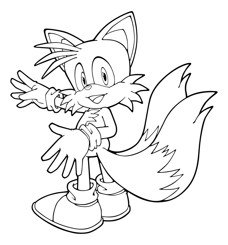 Раскраска - Sonic the Hedgehog - Тейлз Прауэр - лисёнок с двумя хвостами