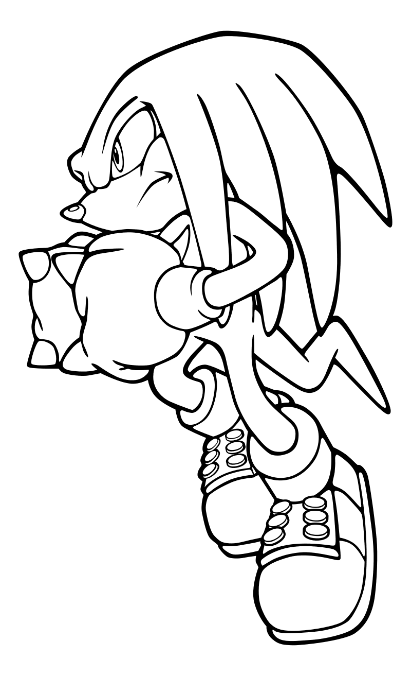 Раскраска - Sonic the Hedgehog - Ехидна Наклз готов к атаке
