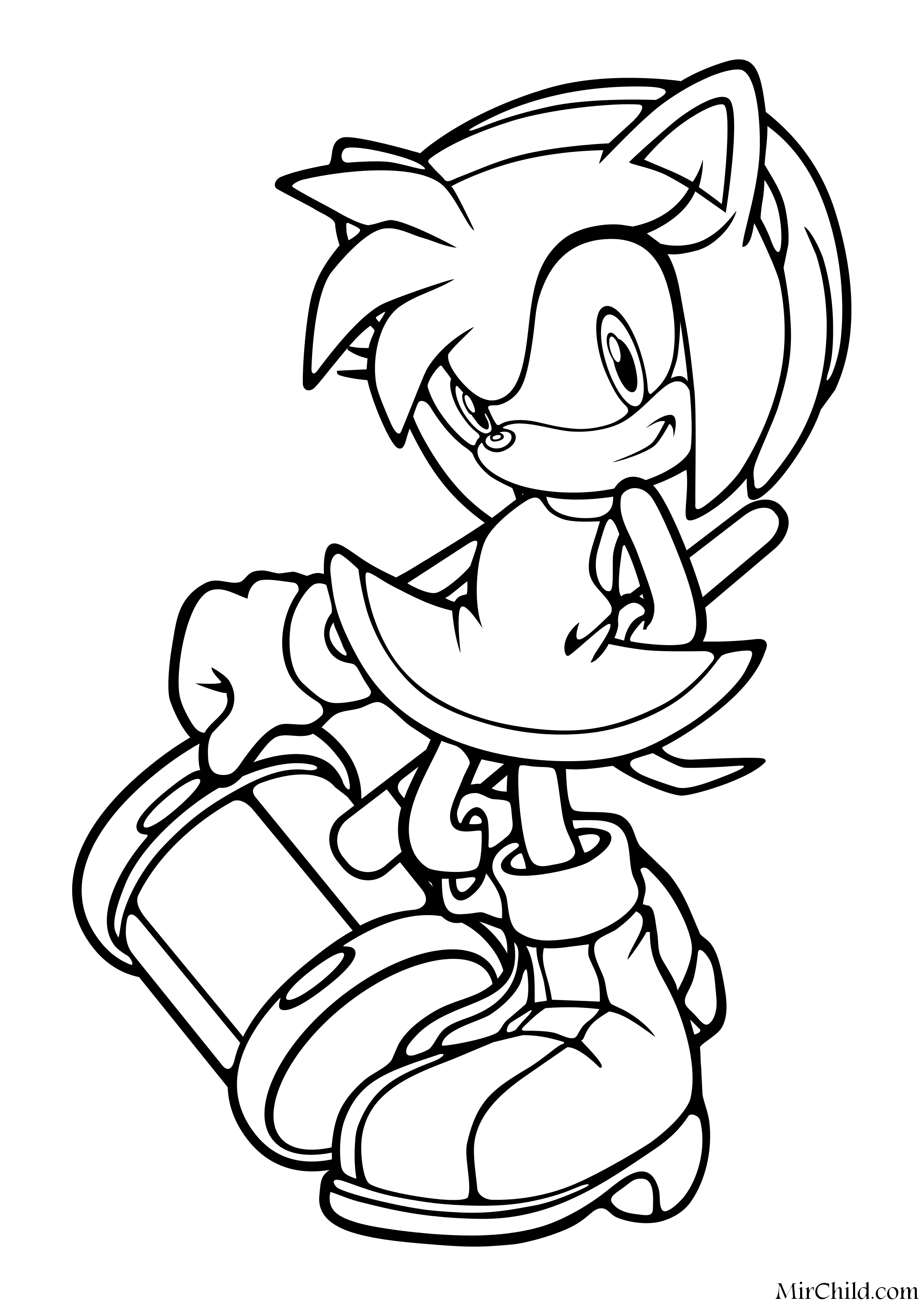 Раскраска - Sonic the Hedgehog - Эми Роуз с молотом Пико-Пико.