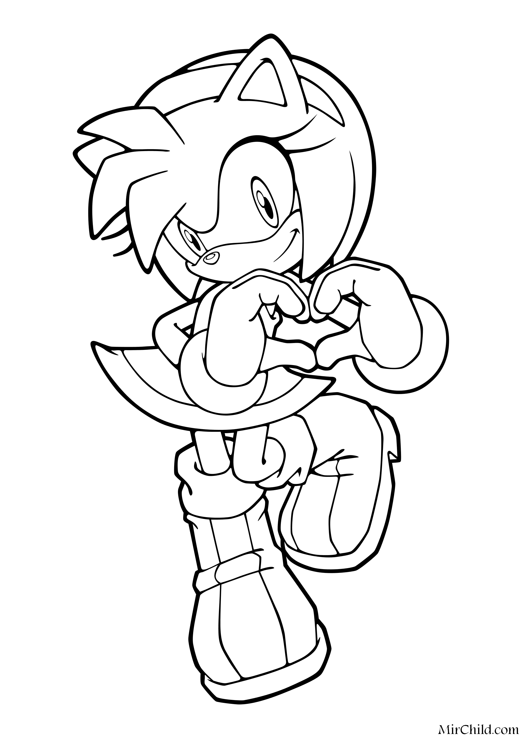 Раскраска - Sonic the Hedgehog - Эми Роуз показывает сердечко.