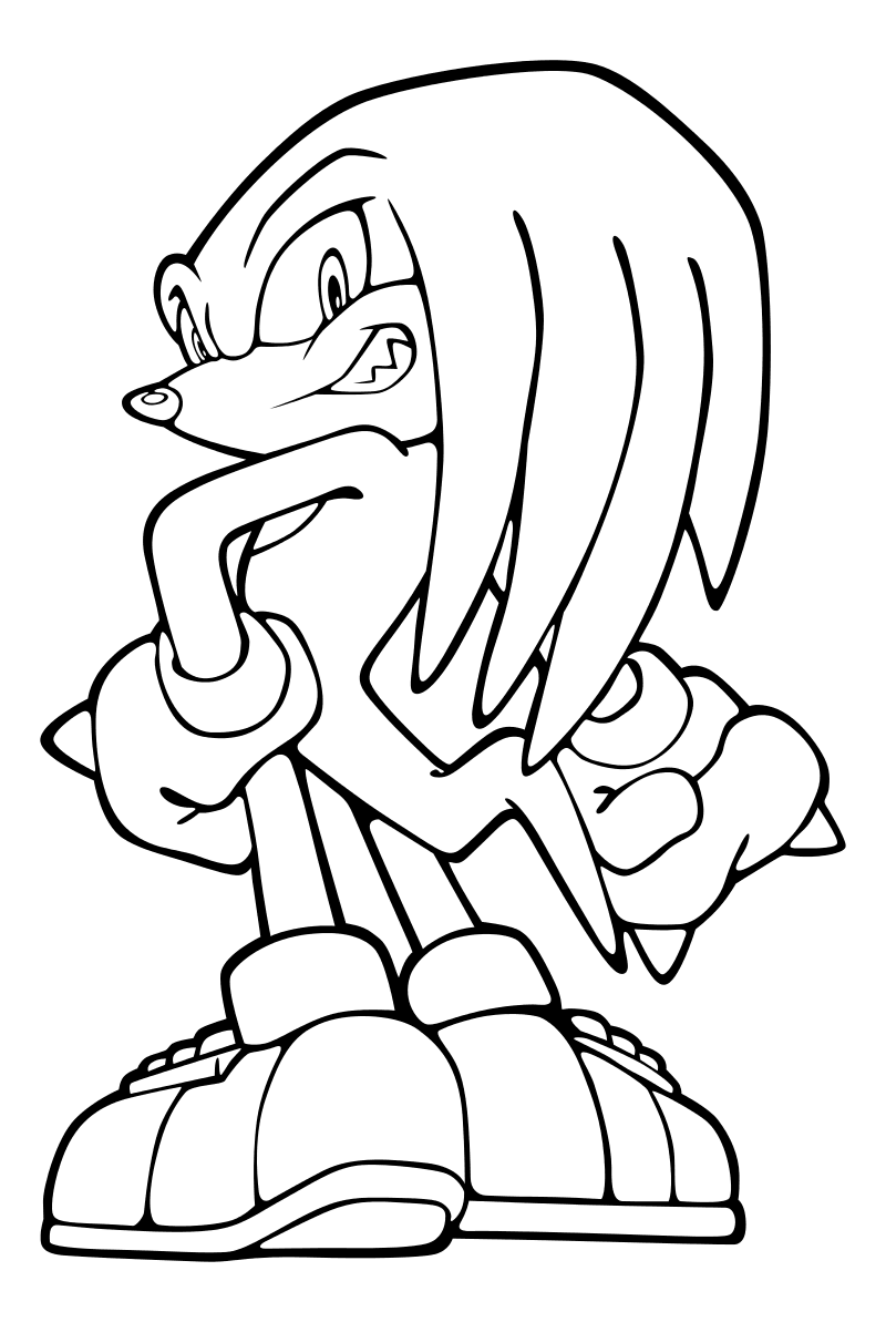 Раскраска - Sonic the Hedgehog - Ехидна Наклз оглянулся