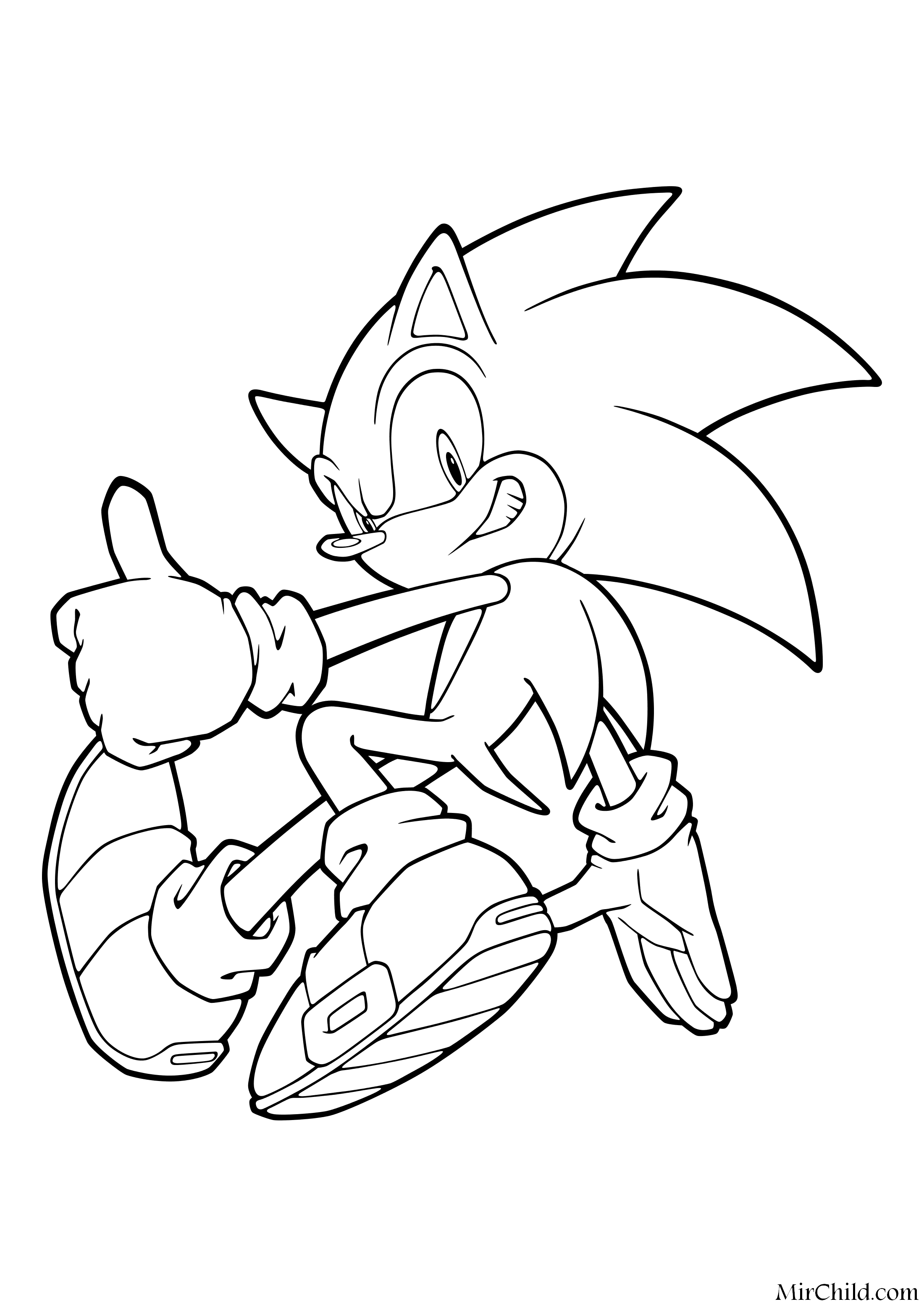 Раскраска - Sonic the Hedgehog - Ёж Соник способен безумно быстро бегать.
