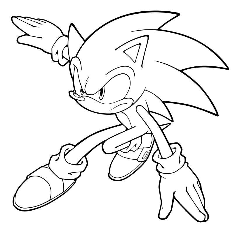 Раскраска - Sonic the Hedgehog - Серьёзный Ёж Соник
