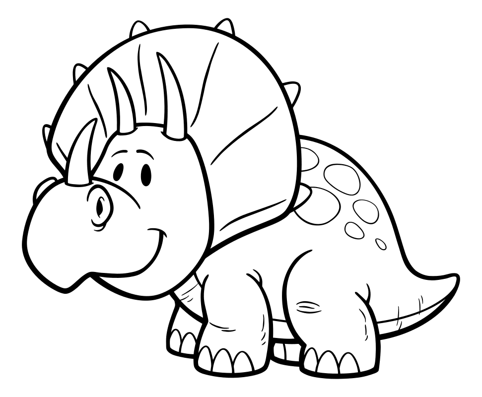 Раскраска - Динозавры - Маленький трицератопс