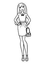 Раскраска - Барби - Барби - девушка модница с сумочкой