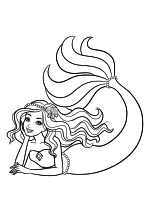Раскраска - Барби - Барби - русалка с ракушкой в волосах