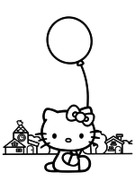 Раскраска - Хелло Китти - Китти с воздушным шариком
