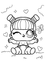 Раскраска - Куклы ЛОЛ - Lil Kawaii Queen из Гламурного Клуба