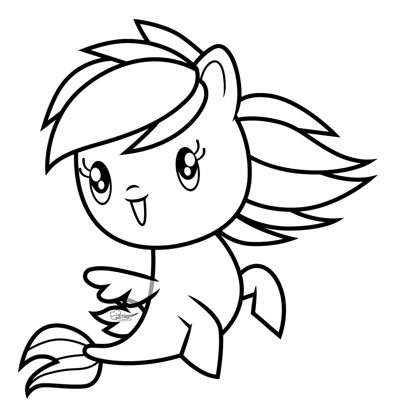 Раскраска - Мой маленький пони - Cutie Mark Crew - Морская поняшка Радуга Дэш