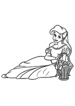 Раскраска - Принцессы Диснея - Ариэль и Пасхальная корзина