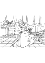 Раскраска - Принцессы Диснея - Принц танцует с Золушкой на балу