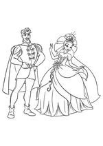Раскраска - Принцессы Диснея - Принц Навин и Тиана